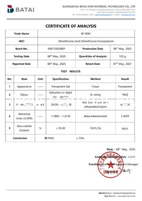 Niedrigflüchtiges, nicht verschmierendes Silikon-Elastomer-Gel Dimethicone (und) Dimethicone Crosspolymer